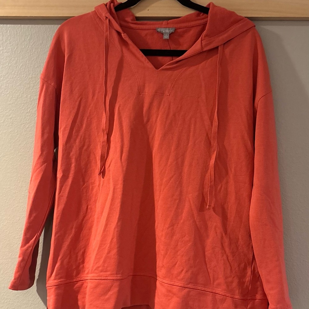 NWT T by‎ Talbots Hoodie Women's Sz Small Coral Orange Pullover Lightweight Fall
